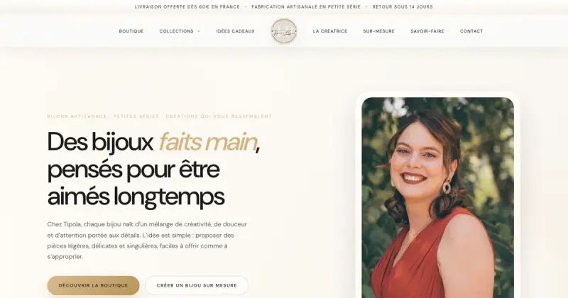 Site Tipoïa Bijoux - E-commerce - Bijoux artisanaux
